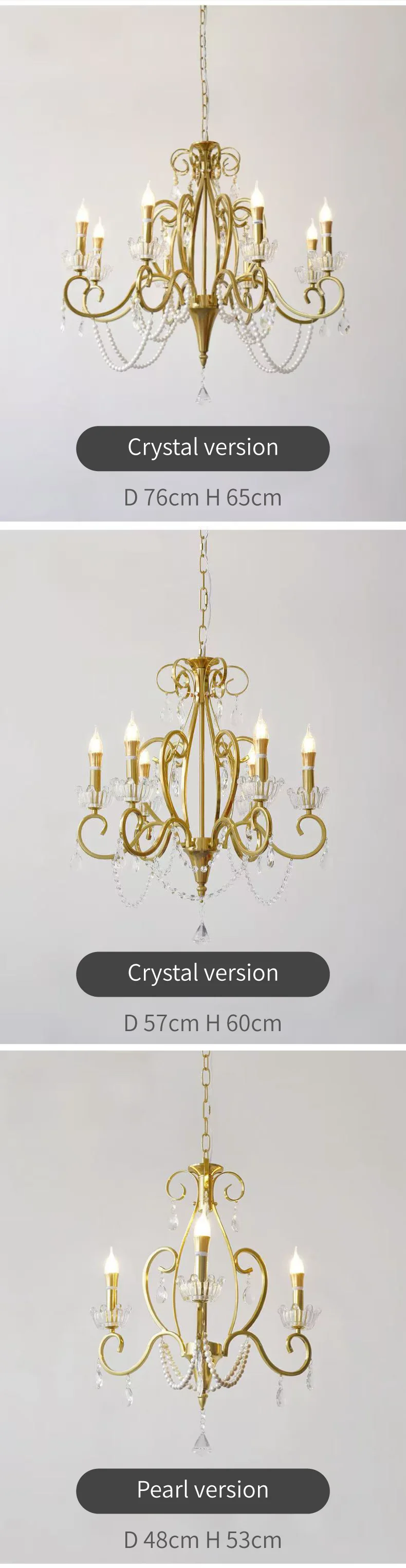 American Retro E14 LED Chandelier Pastoral White Metal