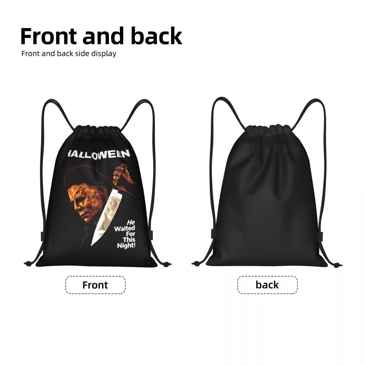 Custom Michael Myers Knives Drawstring Bag for Shopping Yoga Backpacks Men Women Halloween Spooky Movie Sports Gym Sackpack