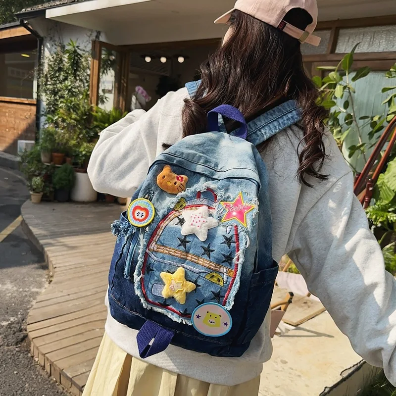 

Cowboy Colorful Hellokitty Shoulder Bag Cartoon Cute Schoolbag Campus College Student Personalized Graffiti Women Backpack Y2K