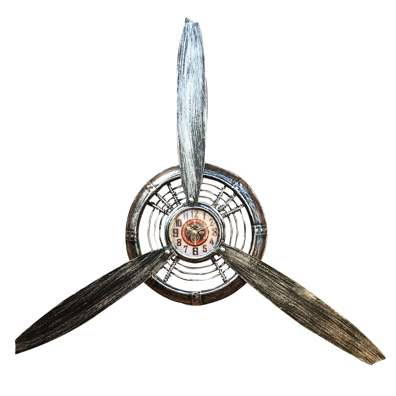 Aircraft Decorative Metal Propeller Retro Wrought Iron Wall Clock Propeller Wall Decoration Wall Han