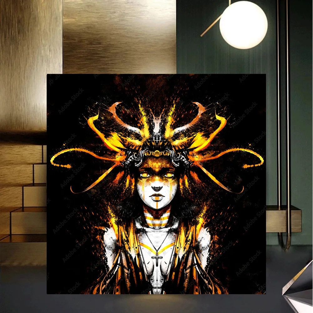 Cyberpunk Black Golden Abstract Figures Canvas Printing Wall Art Fantasy Living Room Bedroom Decor Mural Poster For Home Decor