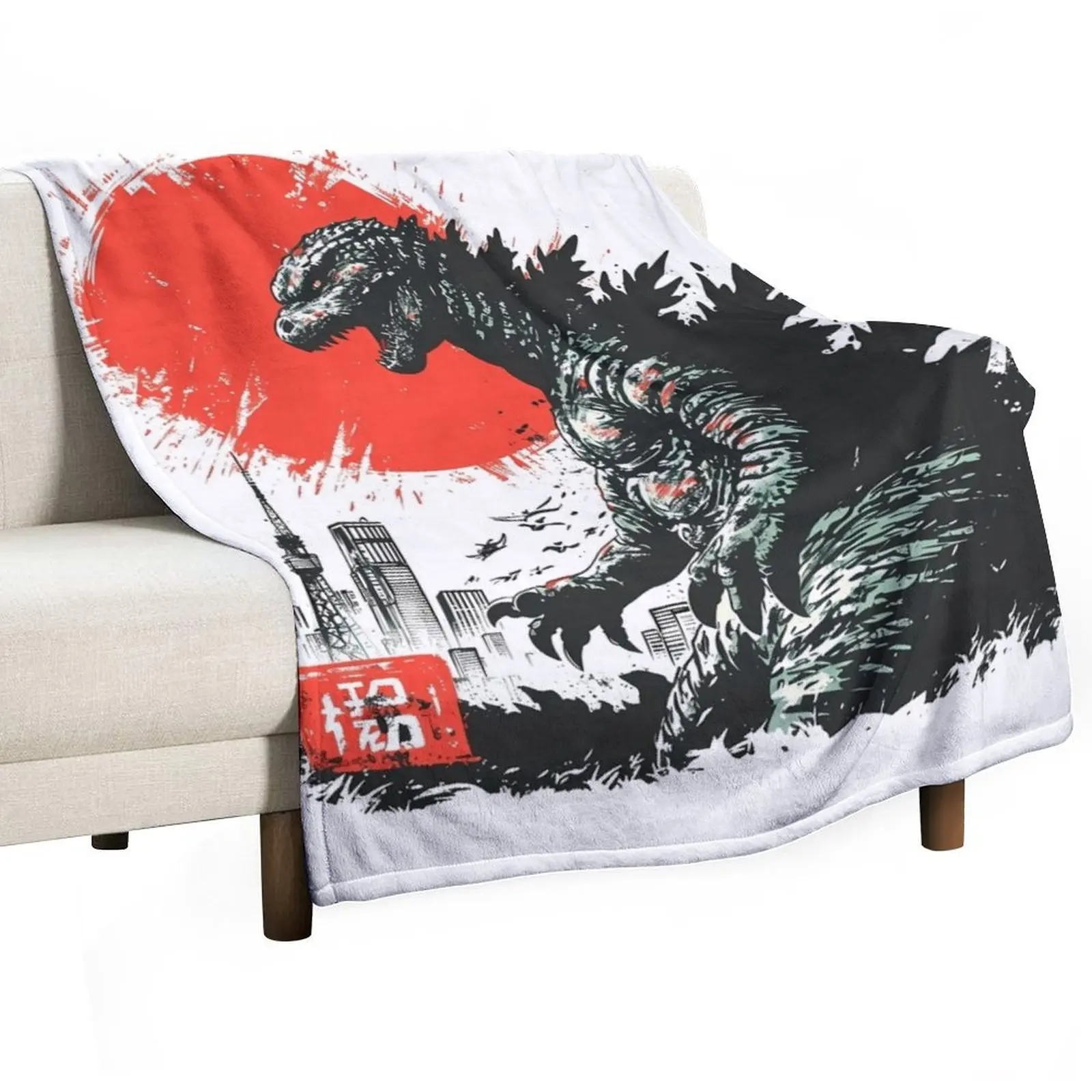 

Japanese style monsters - Kaiju in Tokyo Throw Blanket Shaggy For Baby Blankets