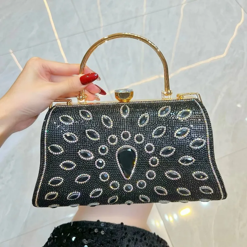 New Rhinestone Hand Handbag Women's Large-Capacity Fashionable Versatile Dinner Bag Chain Messenger Bag Commuter Women's Bag