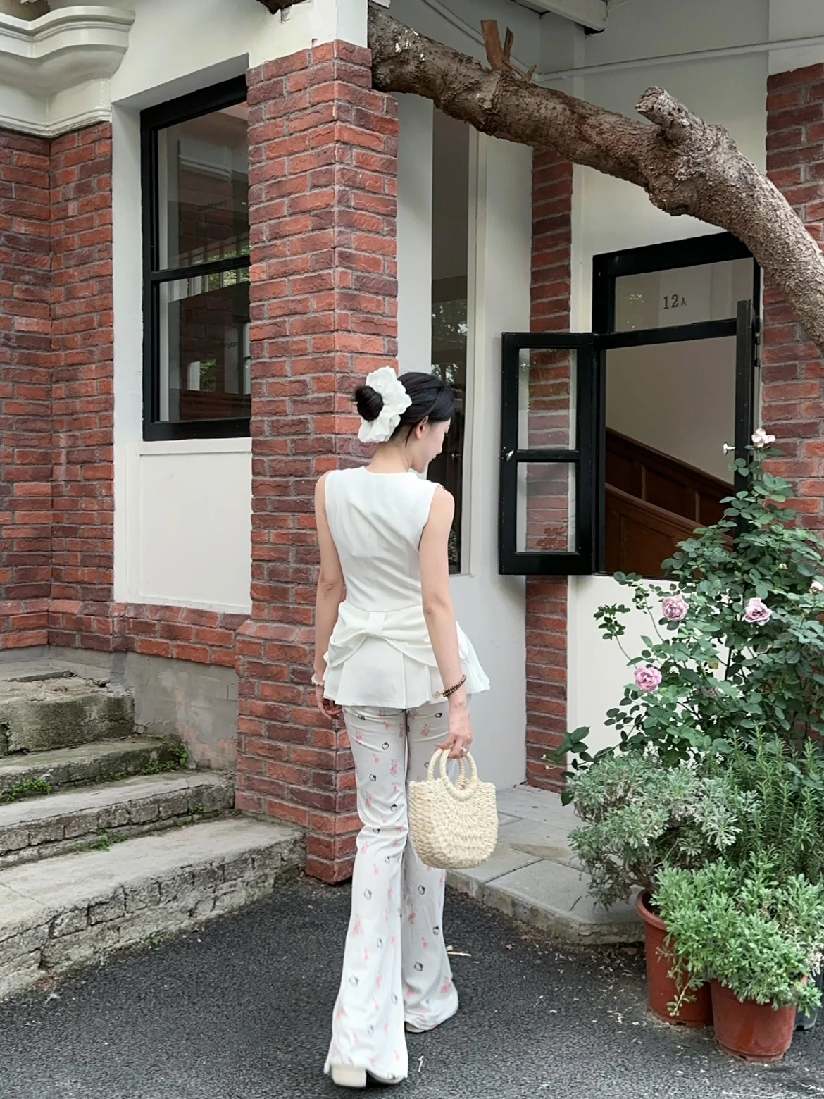 

Beloved Kitty Print High Waist Flared Casual Pants Women's plus Size Cute Style Long Trousers Commute Fashion Summer Coll...