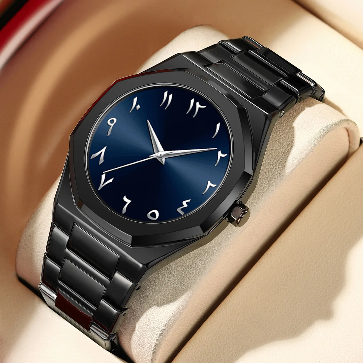

Modern Minimalist Personality Creative All-black Men Watch Arabic Digital Sports Leisure Quartz Watch Unique Design Clock Gift