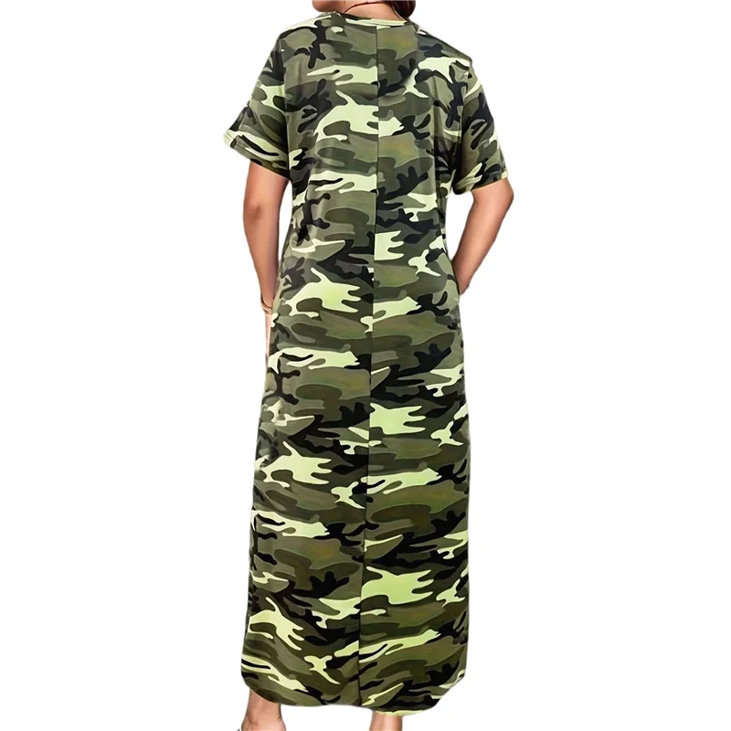 ASDS-Women's Casual Summer T Shirt Dress Loose Short Sleeve Camo Tunic Dress With Pocket For Women