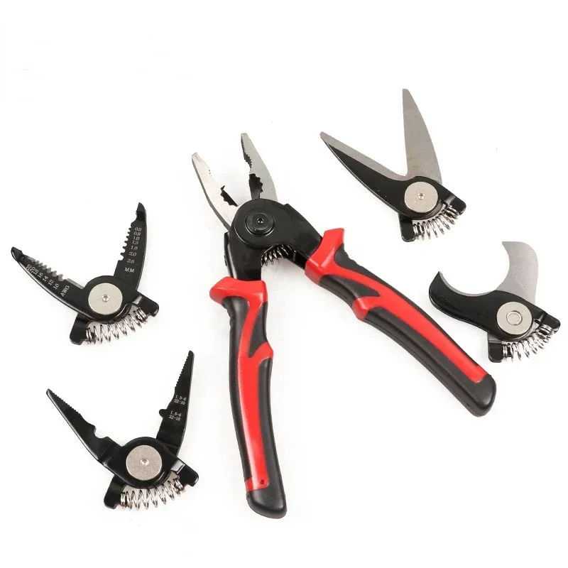 Five In One Lineman's Pliers Multi-function Electrician Wire Cutter Replaceable Wire Cutter Wire Stripper Hardware Tool Set