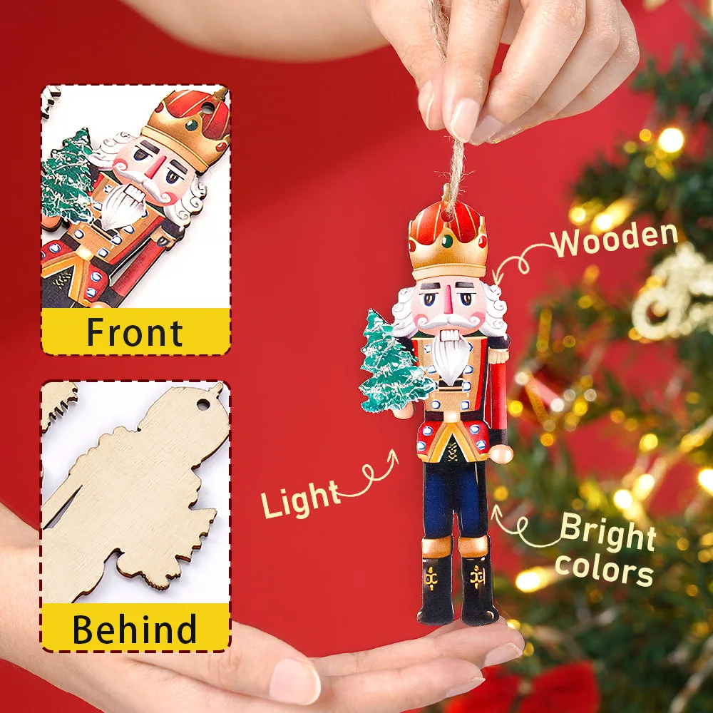 12/24/36Pcs Weihnachten Holz Anhänger Nussknacker Soldat Hängen Ornament Holz Geschenk Für Weihnachten Baum Neue Jahr party Dekoration – Detail 8