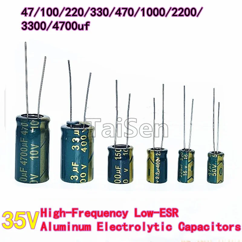 

20PCS 35V High-Frequency Low-ESR Through-Hole Aluminum Electrolytic Capacitors 47μF 100μF 220μF 330μF 470μF 1000μF 2200μF