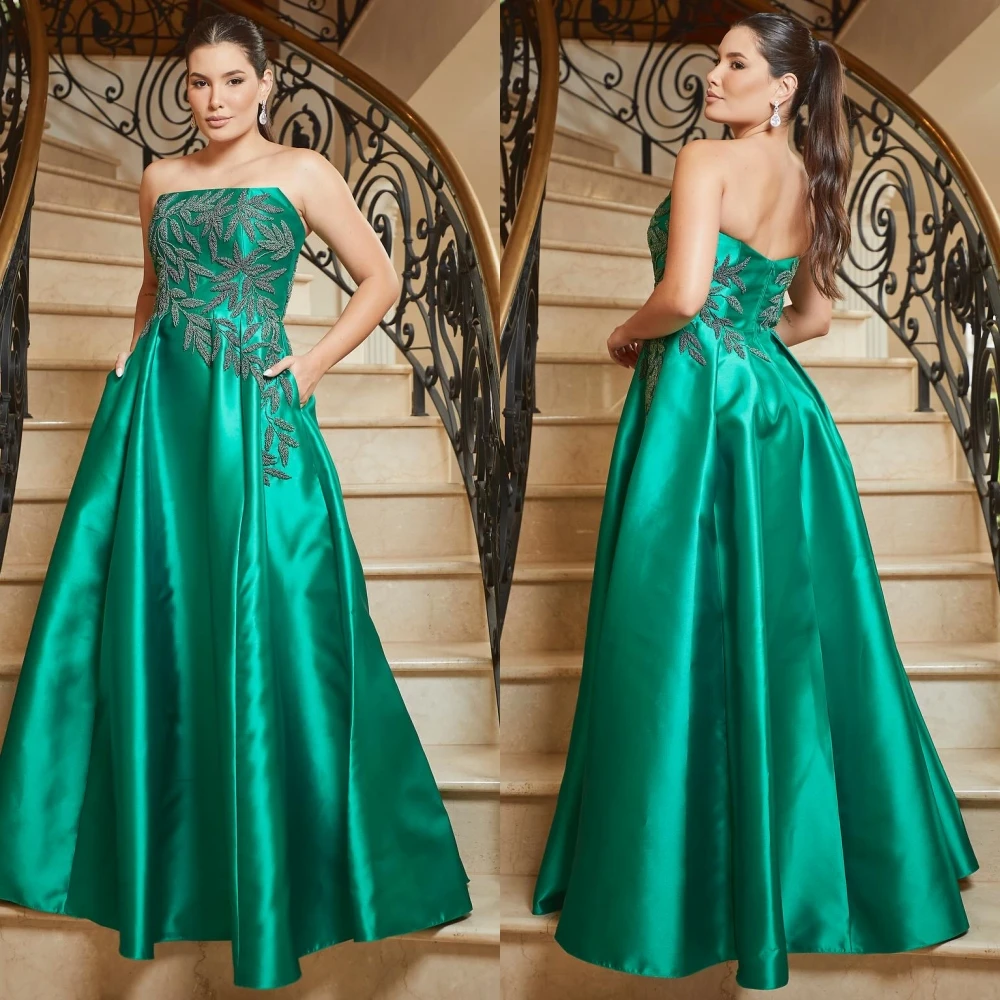 Customized S Applique Homecoming A-line Strapless Bespoke Occasion Gown Long Dresses