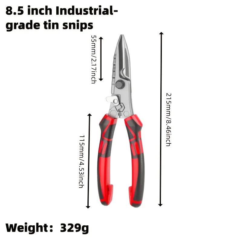 

1pc Industrial-grade Tin Snips: Multi-functional Metal Shears, Aviation Shears, Heavy-duty Tin Snips. Made from high-quality mat