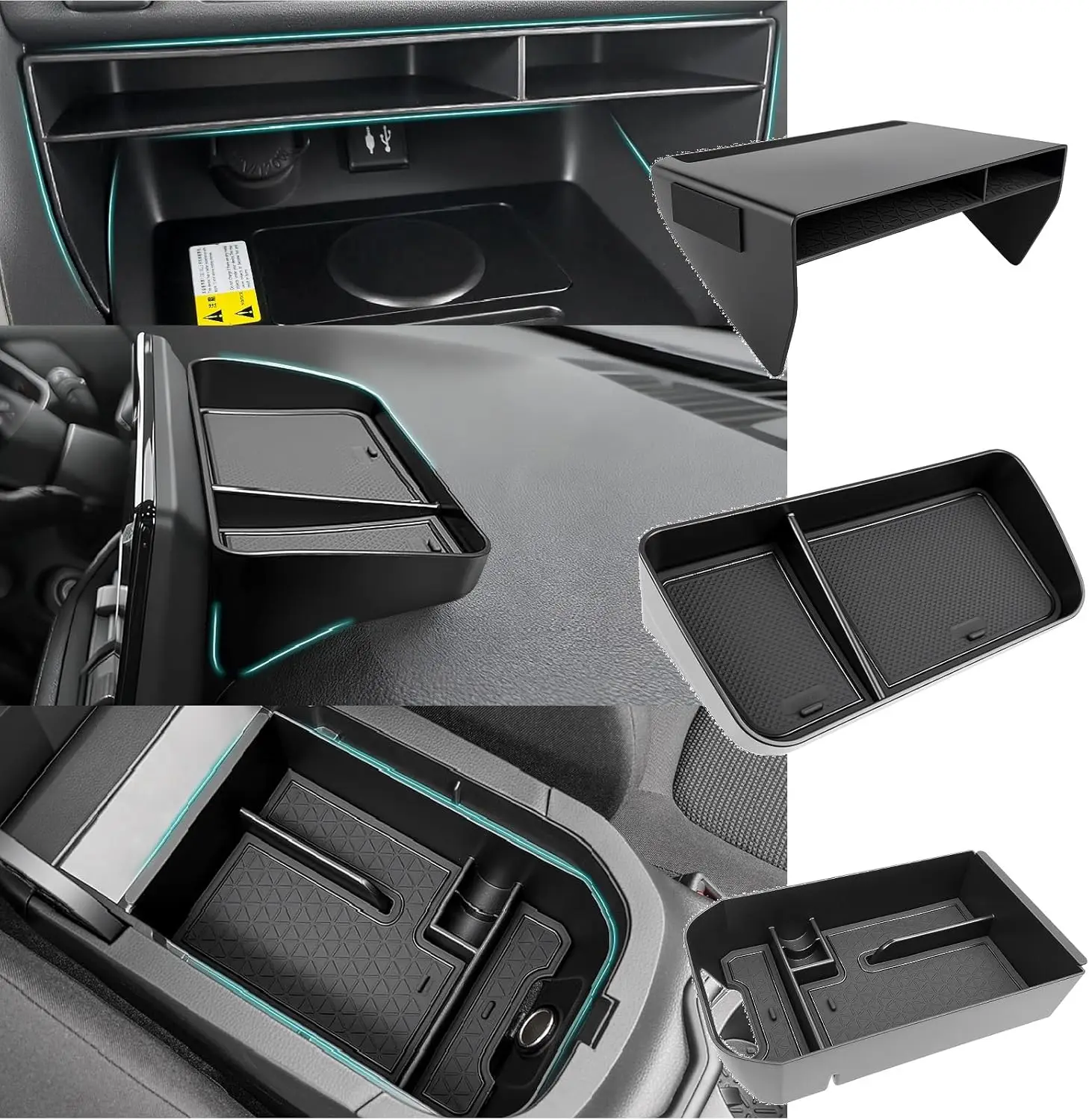 

3PCS Center Console Organizer Tray Compatible with 2019-2025 RAV-4 & Prime Accessories, Insert Gear