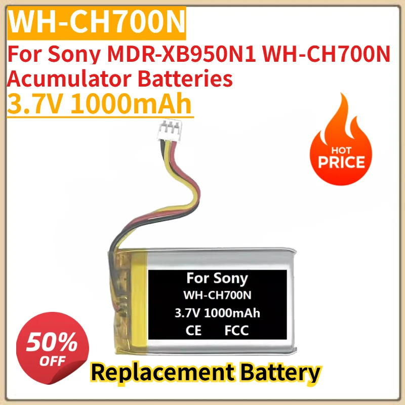 

New 3.7V 1000mAh Replacement New Battery WH-CH700N For Sony MDR-XB950N1 WH-CH700N Acumulator Batteries