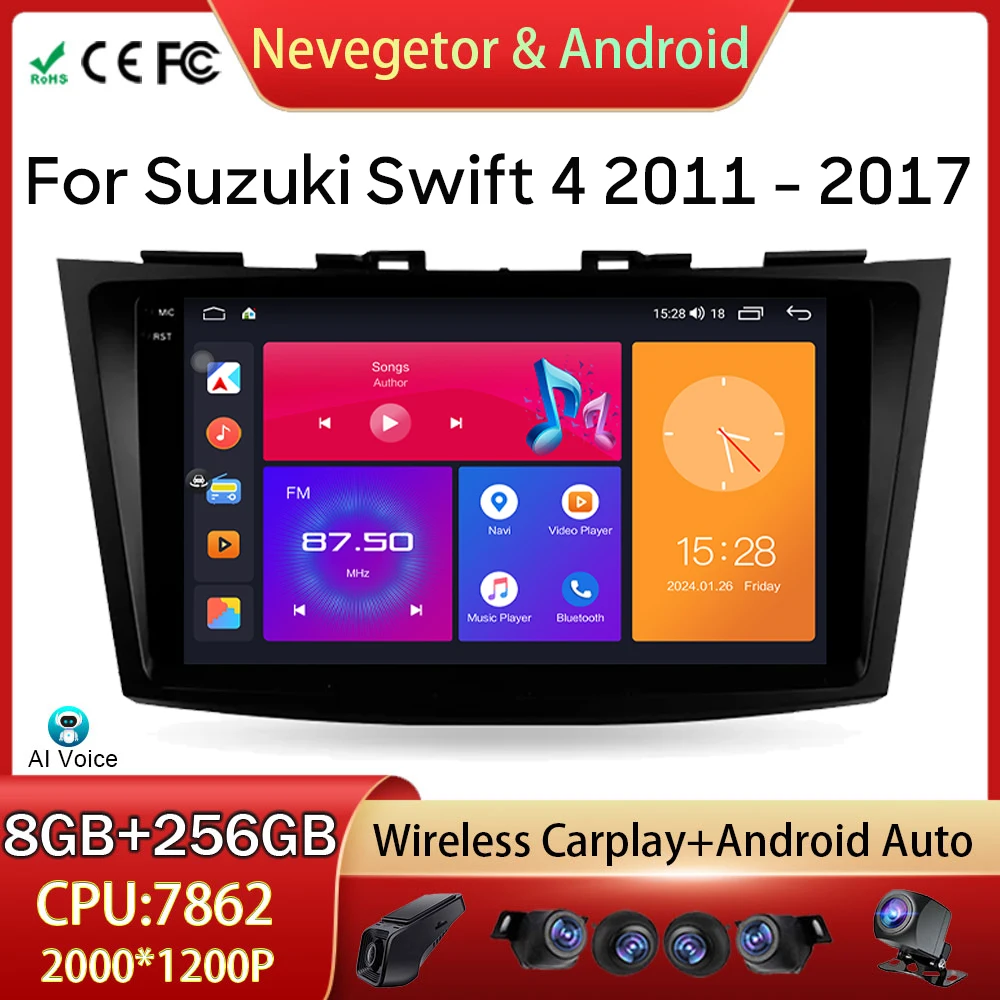 

5G WIFI For Suzuki Swift 4 2011 2012 2013 2014 - 2017 Car Radio Android Auto Multimedia Video Player GPS Navigation No 2din DVD