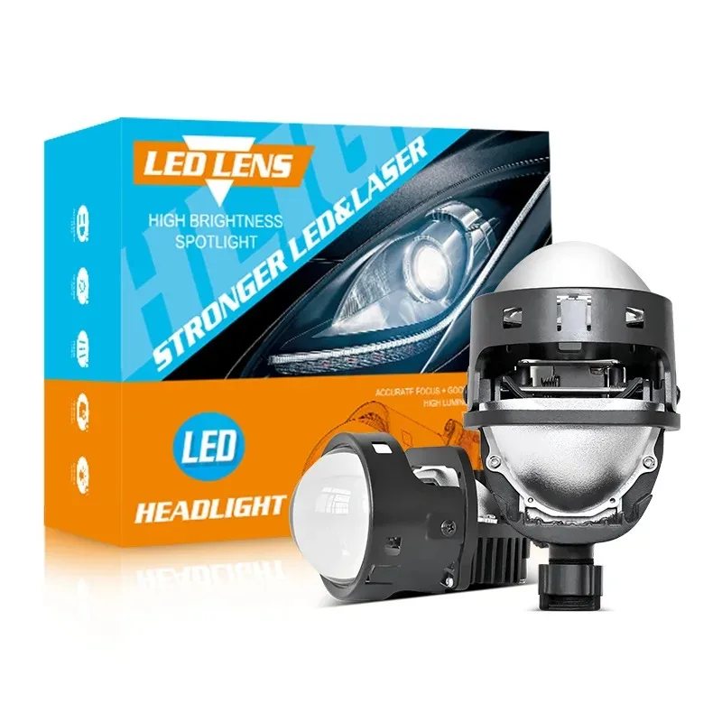 

3 Inch Bi LED Projector Headlight with Halo Ultra Short Dual Cup 130W Laser Beam Plug and Play Dual Beam H4 H7 Car LED Lens