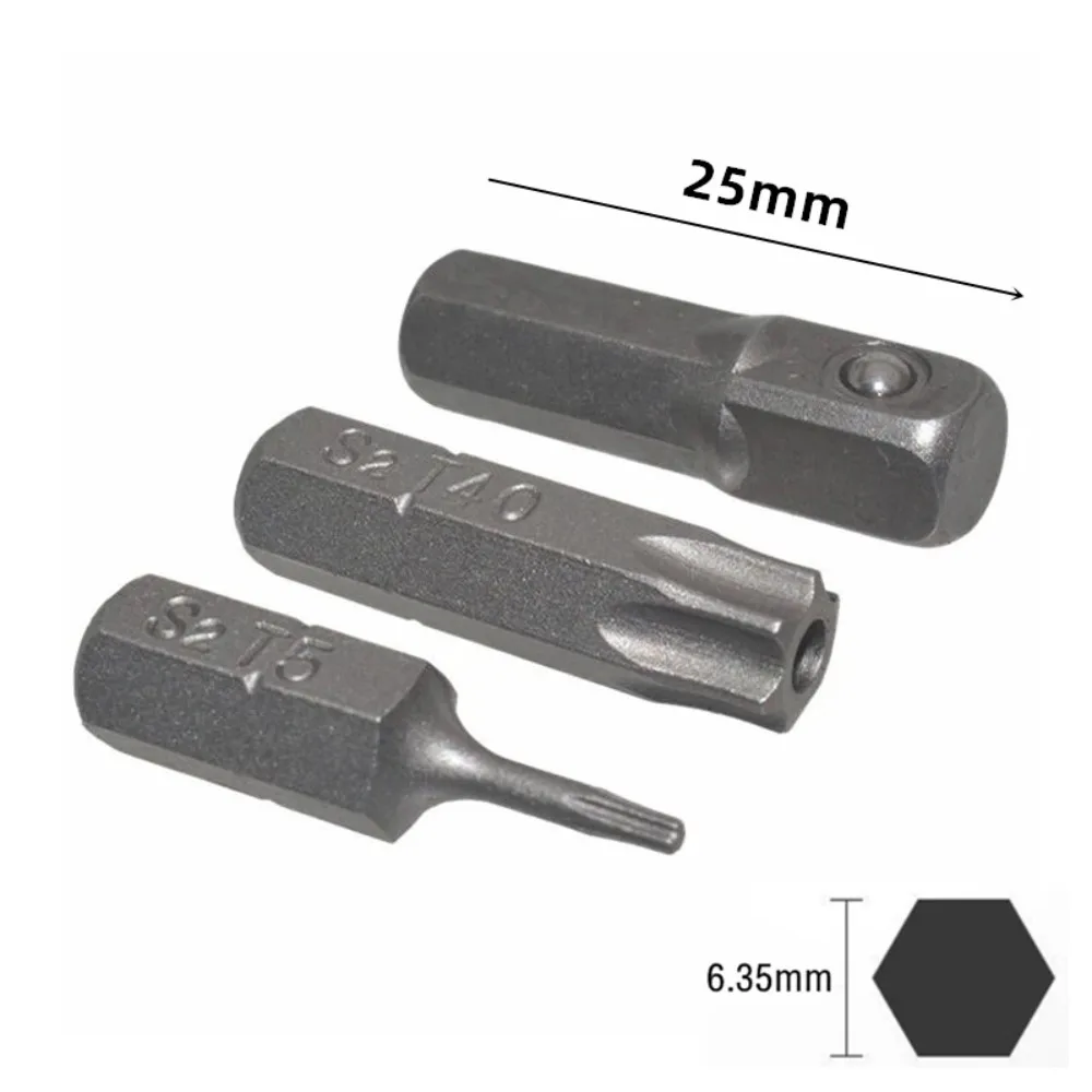 Torx-Schraubendreher-Bit-Set, manipulationssichere Sicherheitsbohrer, 25 mm lang, Flachkopf, 1/4 Zoll Sechskant-Schraubendreher, Handwerkzeuge T5-T40 – Detail 10