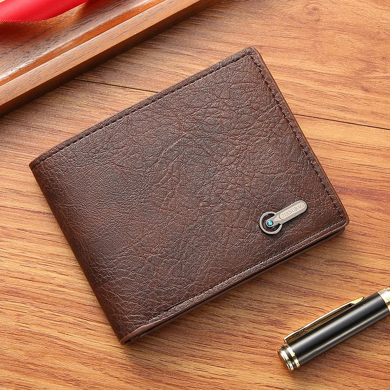 Men Short Bifold Faux Leather Masculina Billetera Credit ID Card Holder Wallet Billfold Purse Clutch Solid Hombre Business Slim