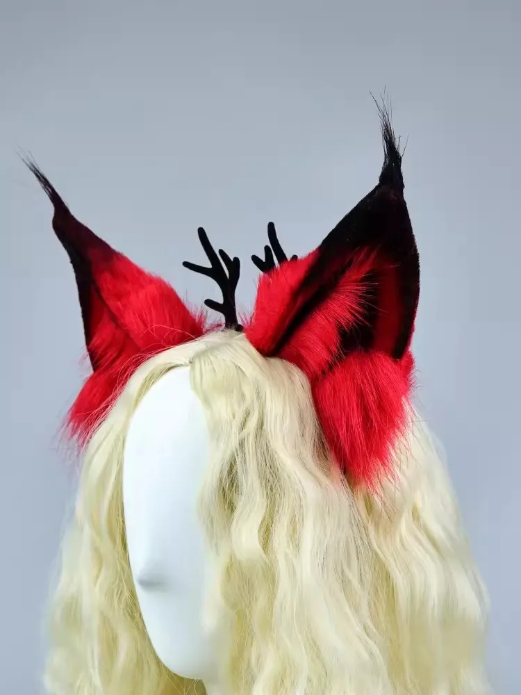 Hazbin Cosplay Hotel Costume Boys ALASTOR Girls Carnivals Party Plush Headpiece Party Cosplay Animes Tools Unisex 85CM Prop wig