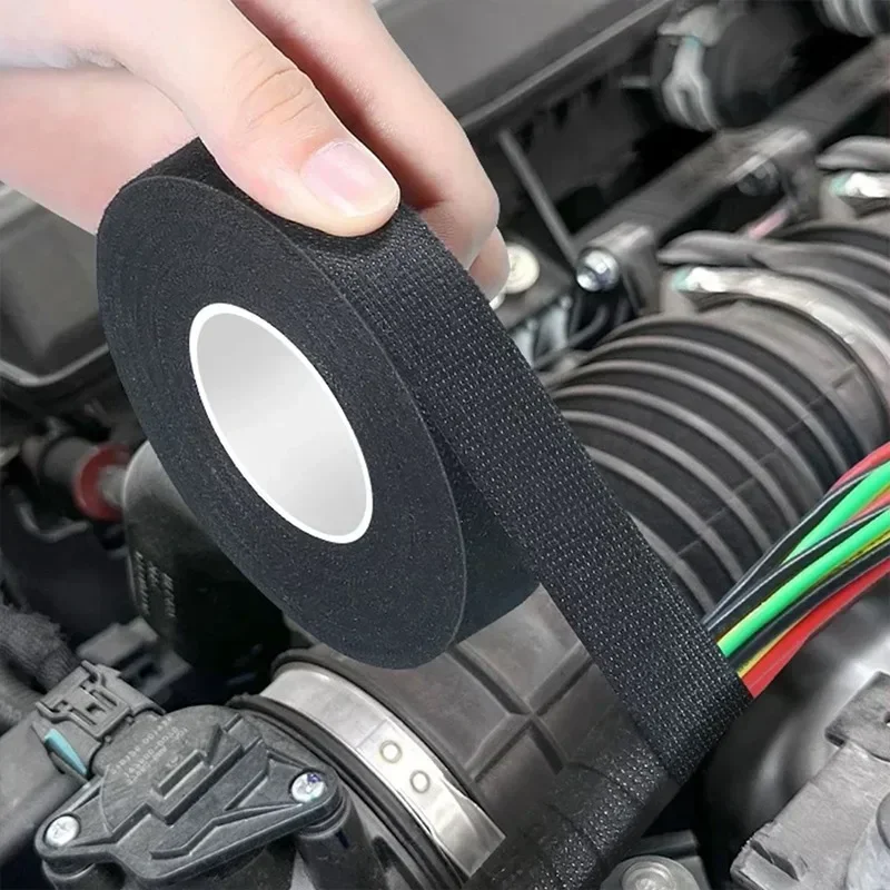 25mm 19mm 15mm 9mm Black Velvet Wiring Bundle Flame Loom Harness Retardant Electrical Tape Adhesive Cloth Fabric Wiring image 4