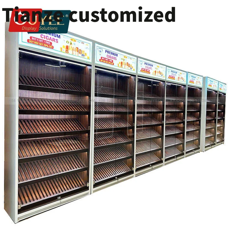 

Customized-shop design smoke shop display cases smoke shop show room showcases glass display