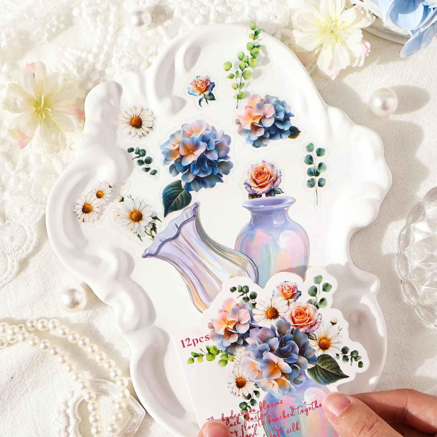 Gathering Light Blossom Series Vintage Flower Bottle Landscape Sticker Creative DIY Journal Material Collage Stationery