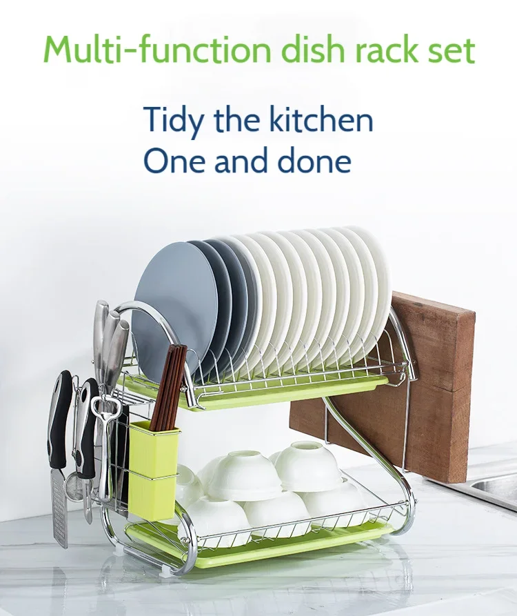 

Dish Drying Rack Drainer Storage Rack 2 Layers Iron Tableware Organizer For Bowl Dishes Chopsticks Kitchen Accessories