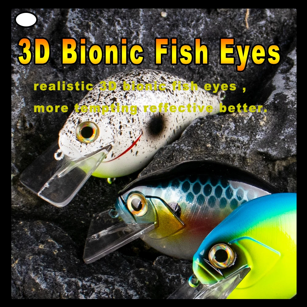 AYWFISH Large Floating Hard Bait Fat Body Shallow Crank Rattle Artificial Bait Fishing Lures Square Bill Crankbait Wobblers