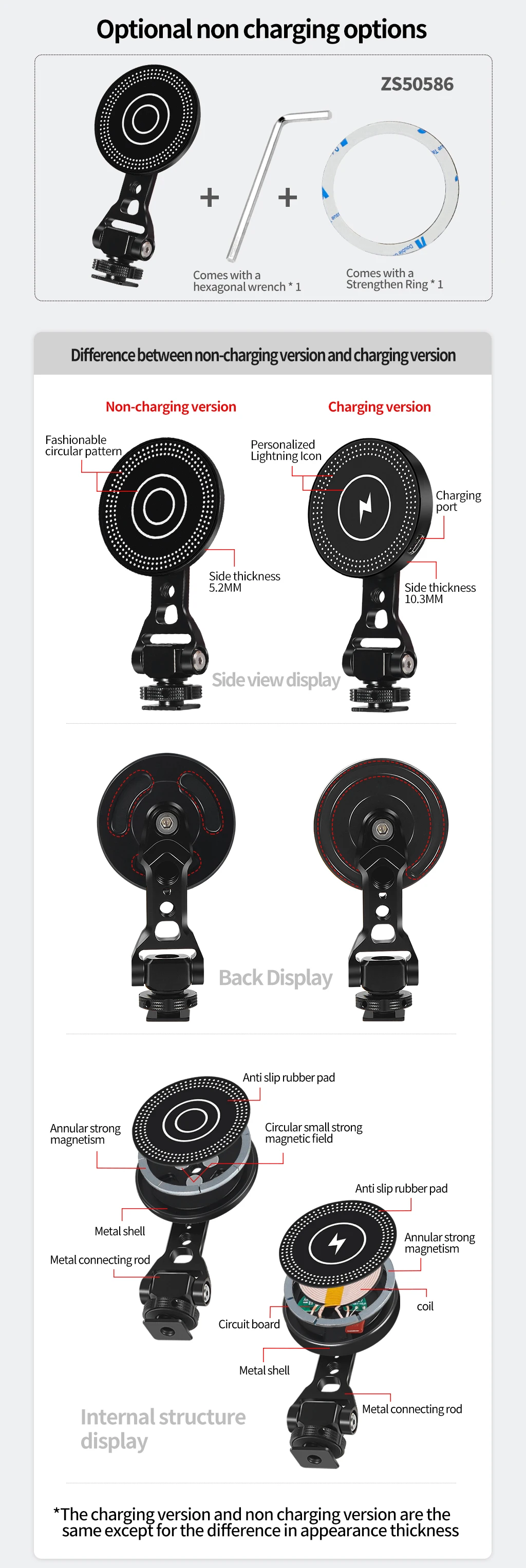 Neue Magnetische 10W Drahtlose Ladegerät Handy Halter Stehen Kugelkopf Tilt 1/4 Kalten Schuh Halterung für iPhone Magsafe magnet Halterung – Detail 7