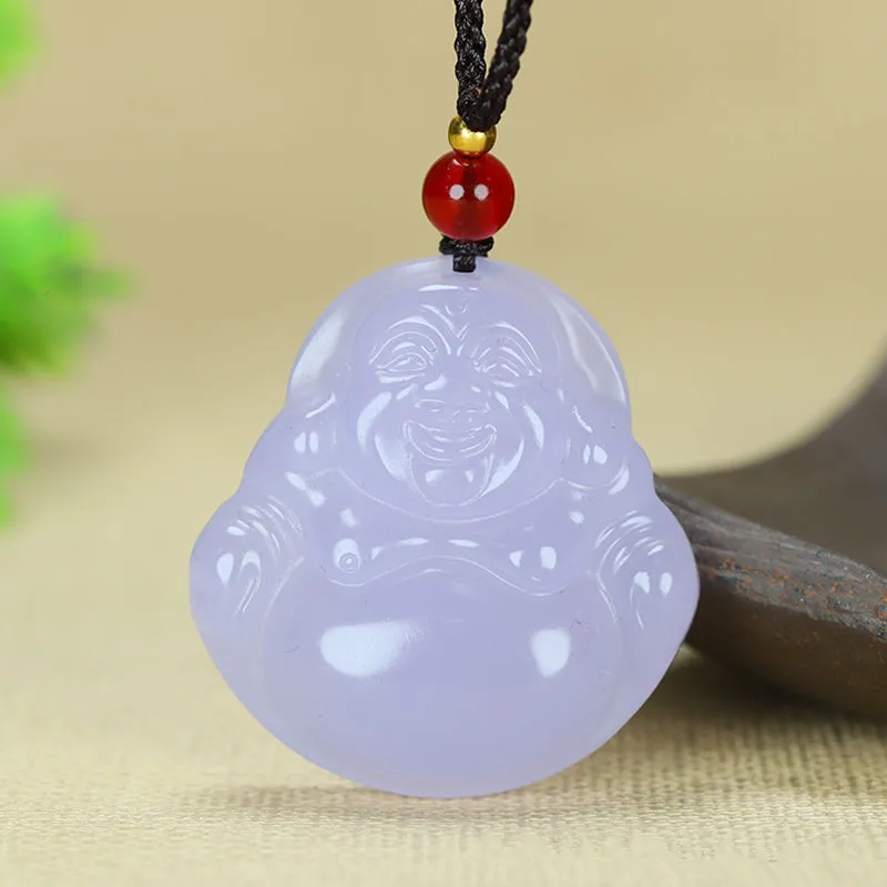 

Natural Violet Handmade Carving Buddha Jade Pendant Fashion Boutique Jewelry Men's and Women's Laughing Buddha Necklace