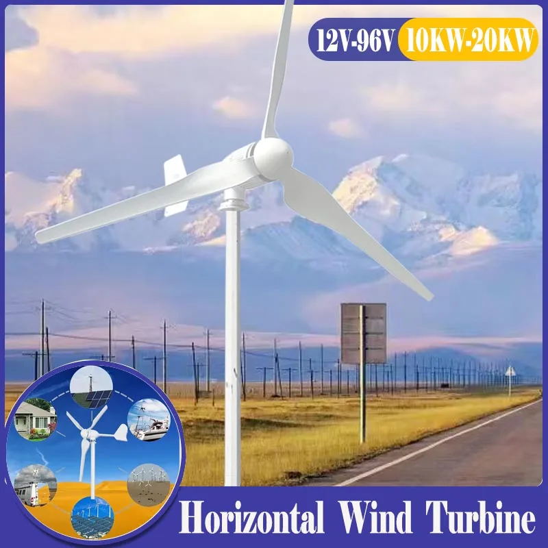 15000W Windmill 12V 24V 48V 3 Blades Wind Turbine Generator With MPPT Controller Low Start Wind Speed Free Energy Home Appliance