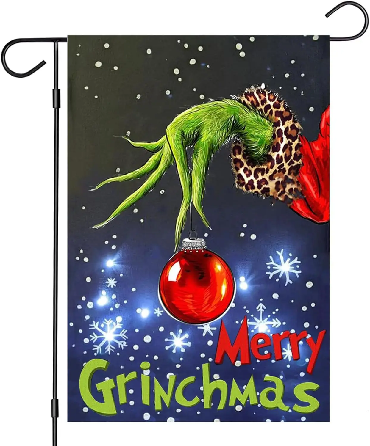 H Yaou Christmas Garden Flag 12x18 Double Sided Merry Grinchmas Xmas Theme Small Burlap Winter Yard Flags for Farmhouse