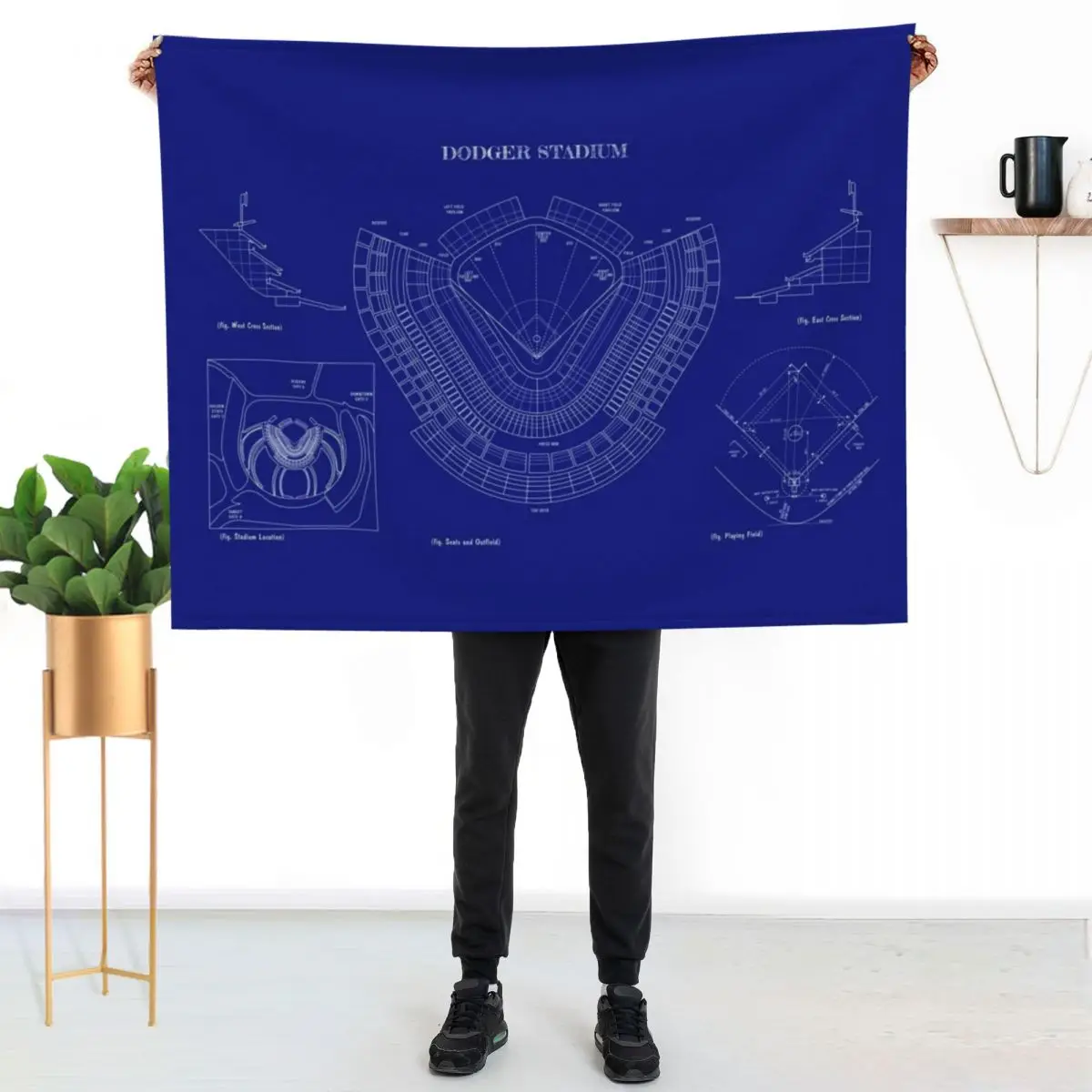 

Dodger Stadium (White Stencil-No Background) Throw Blanket Warm Comfortable Blanket Gift for Parents Friends