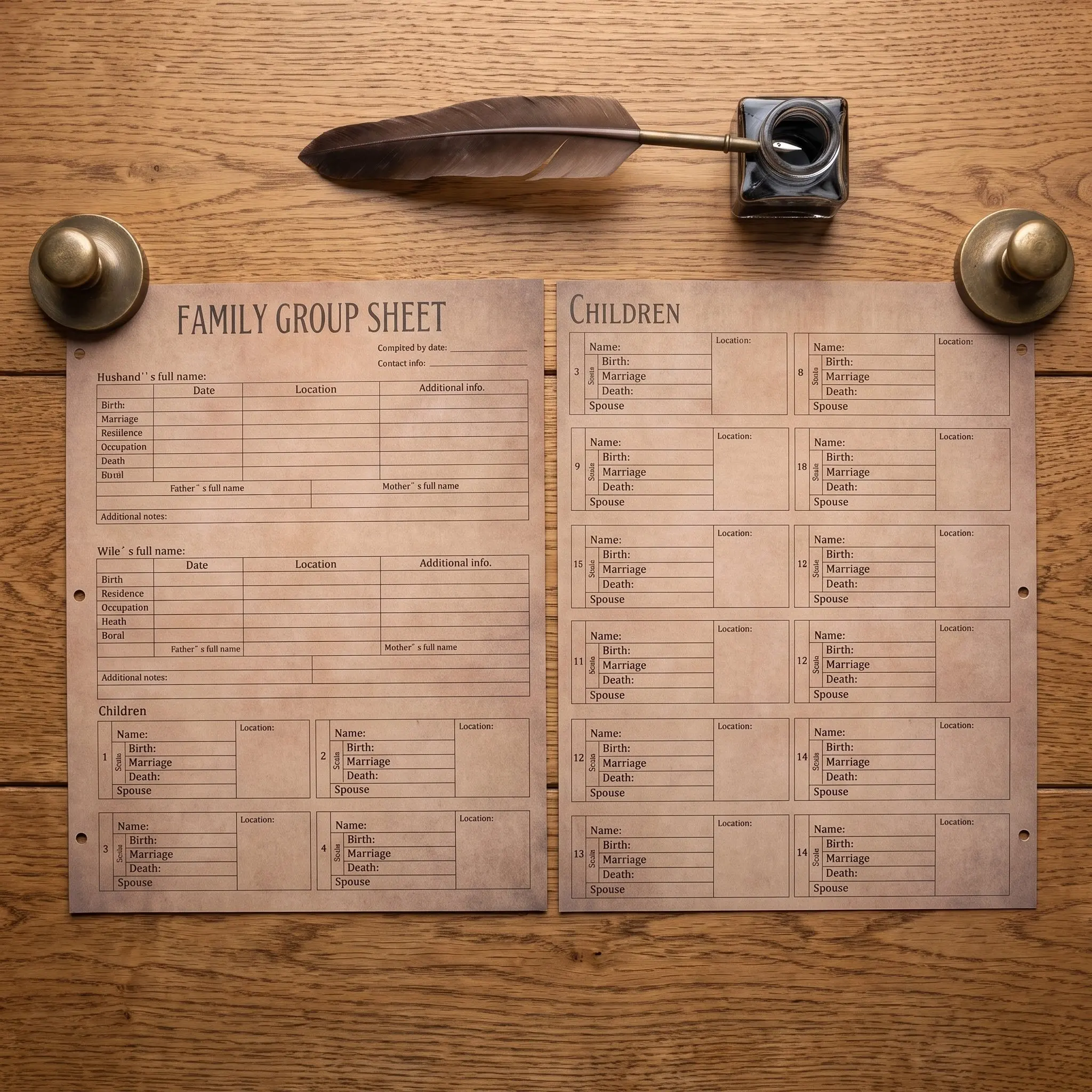20Pcs Family Tree Chart Genealogy Pedigree Record Form Ancestry Ancestor Research Chart Family Ancestral Recording Sheet