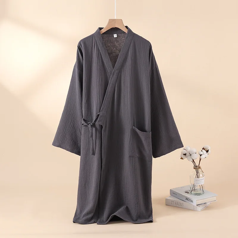 mens cotton kimono dressing gown Men Cotton Bathrobe Dressing Gown Kimono Robe Sleepwear Japanese Style Nightwear