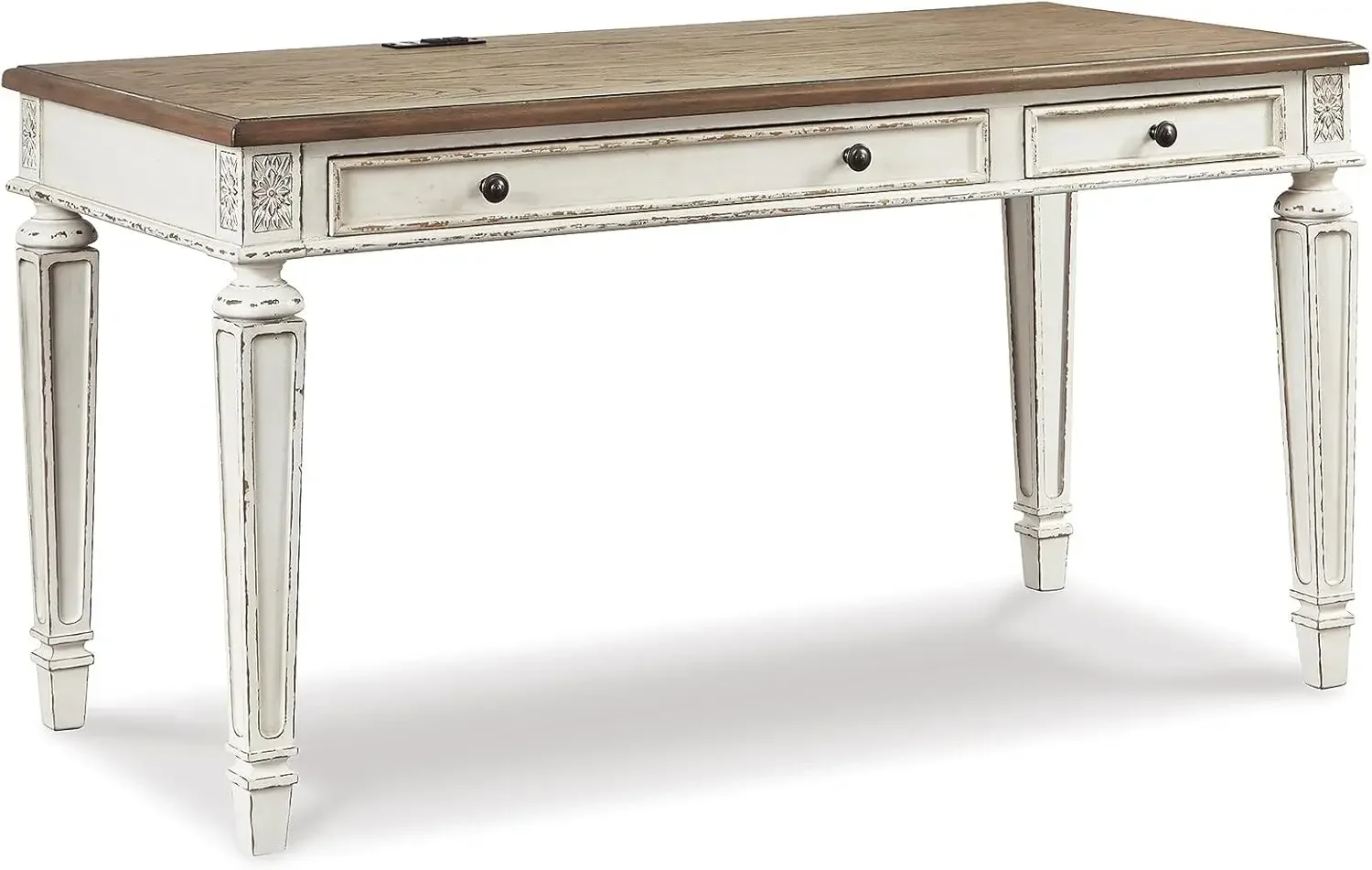 

Realyn Farmhouse 60" Home Office Desk with USB Charging, Chipped White