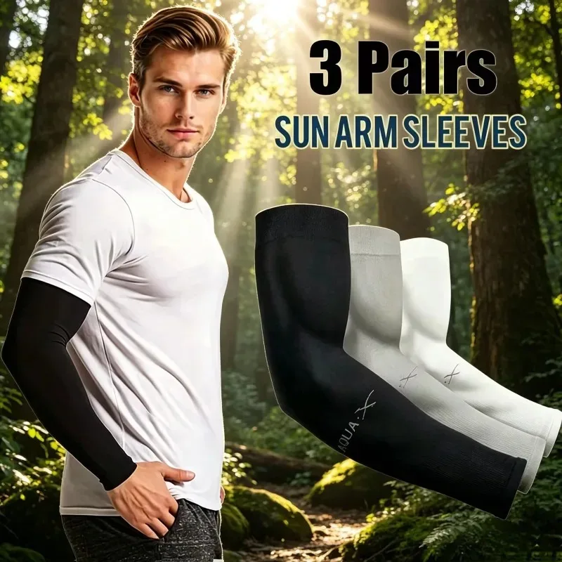 3 Pair Ice Silk Cooling Arm Covers Unisex Summer Sun Protection Sunshade for Cycling Outdoor Sports Golf Running