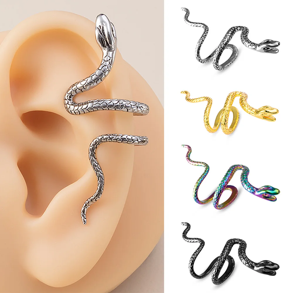 1pc Punk Schlange Ohr Manschette Wrap Clip-on Knorpel Ohrring Nicht Durchbohrt Kupfer Schmuck