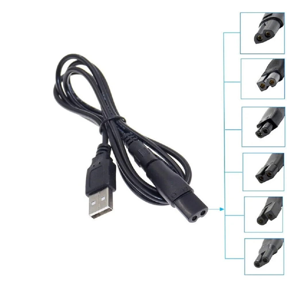 Universal USB charging cable & Tips set for shavers / trimmers / groomers Hair Clipper DC 5.5* 2.1mm  1.8 / 2.35 holes