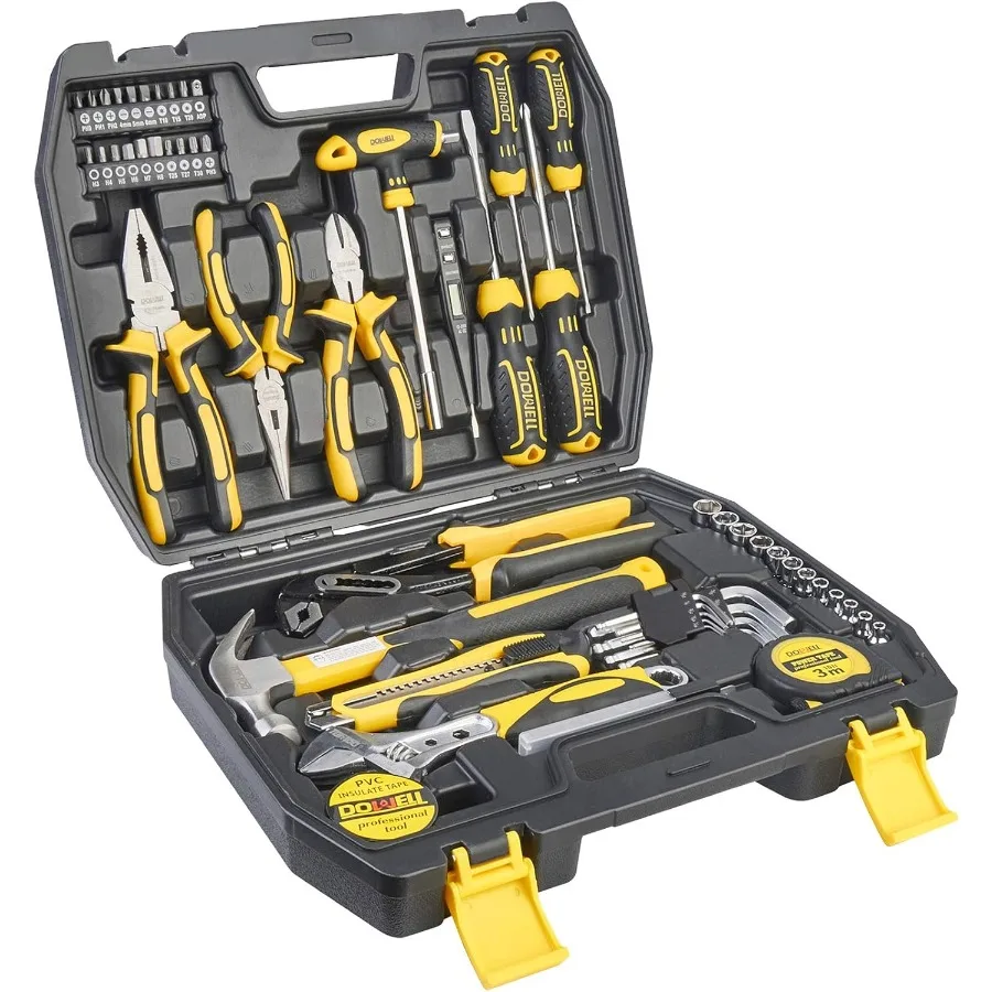 

62PCS Homeowner Tool Set with Wrench Pliers Screwdriver and Repair Tools for DIY Repairs Household Maintenance and Emergency Fi