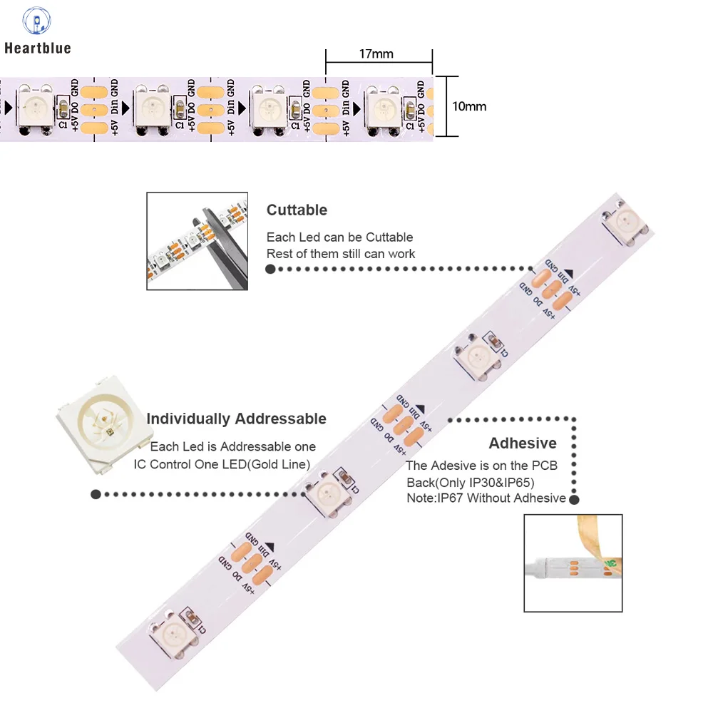 Smart Magic Color 2812 LED Strip: Dual Control via Mobile APP + Remote Control, Colorful Light Effects to Create an Exclusive At