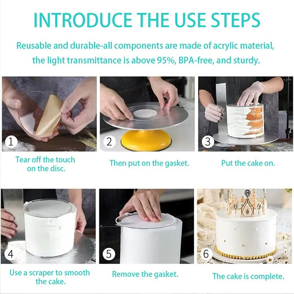 

Useful Reusable Cake Disc Layered Acrylic Cakes Decorating Tools Blank Clear Cake Base Plate Cake