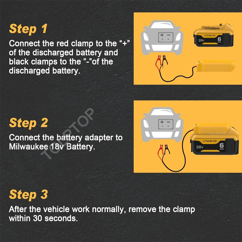 Imagem -05 - Li-ion Bateria Jumper Cabos Bateria de Carro Jump Starter Jumper Cabo de Emergência Makita Dewalt Milwaukee 18v