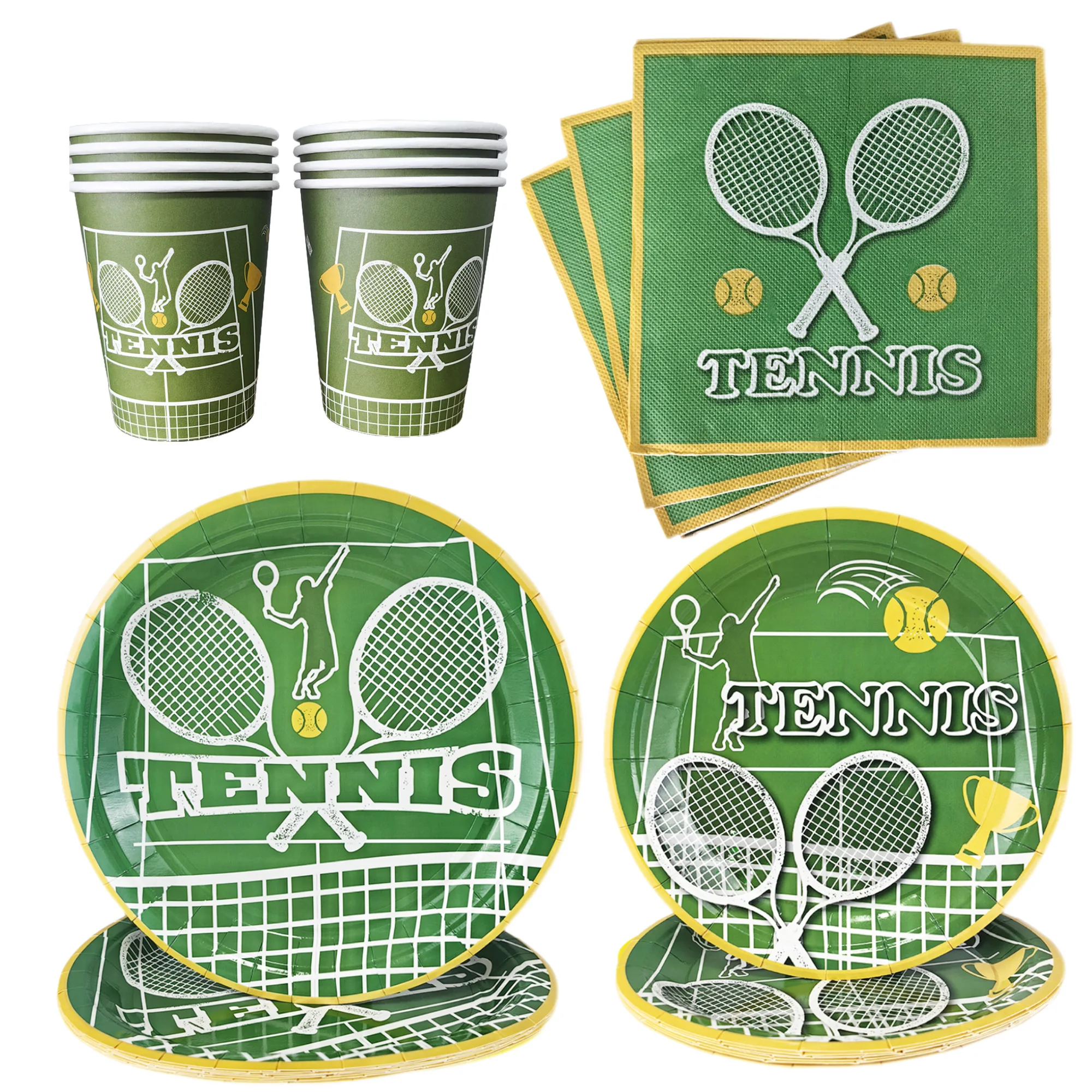 Tennis Party Supplies Paper Plate Napkin Cup Tableware for Boys Baby Shower Tennis Ball Sports Themed Party Birthday Decoration