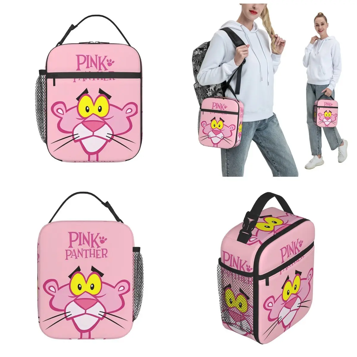 Pink Panther Insulated Lunch Bag Portable Meal Container Thermal Bag Tote Lunch Box Work Outdoor Girl Boy