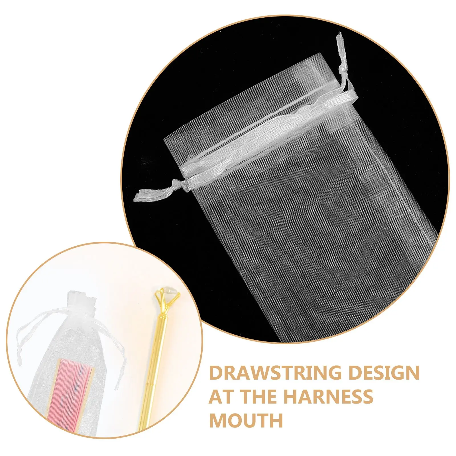 20pcs Organza Gift Lightweight Drawstring Mesh for Wedding Party Favor Bags Storage Yarn Pouch Jewelry Bags Hand Fans