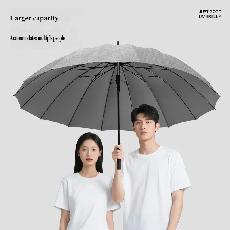 16-Rib Automatic Carbon Fiber Straight Umbrella, Extra Large Long Handle Umbrella, Business Advertising Umbrella for Men - view 4