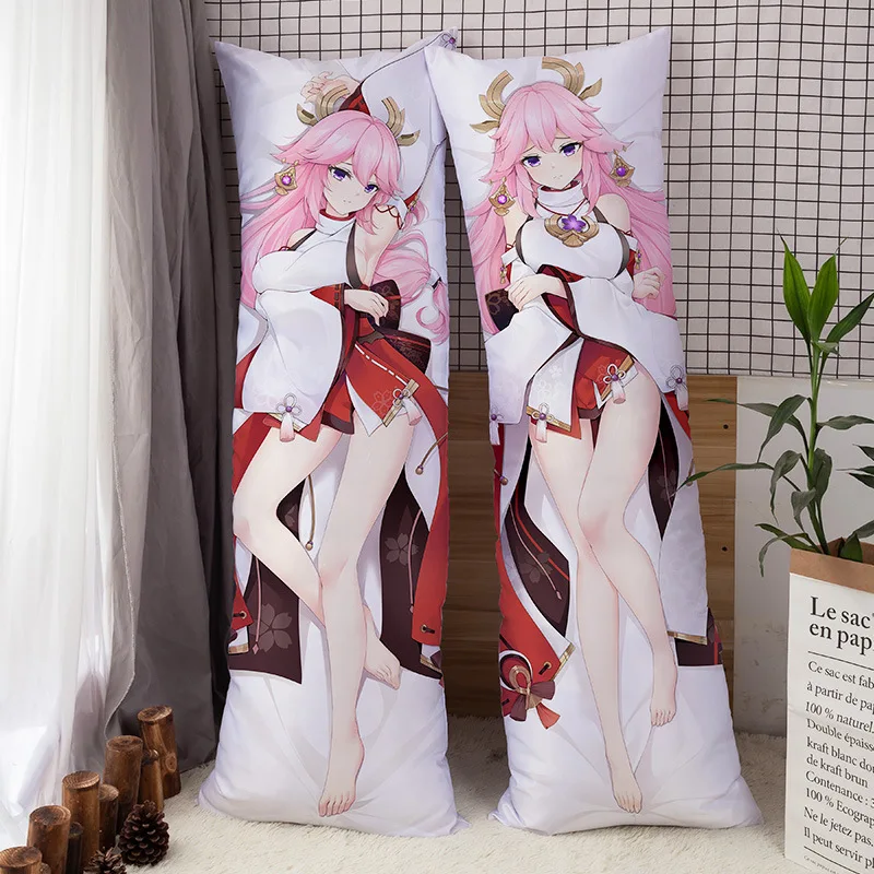 Yae Miko Cosplay Game Genshin Impact Anime Pillow Cover Kawaii Loli Pillowcase Waifu 120X40 150X50 180X60cm Cushion Cover