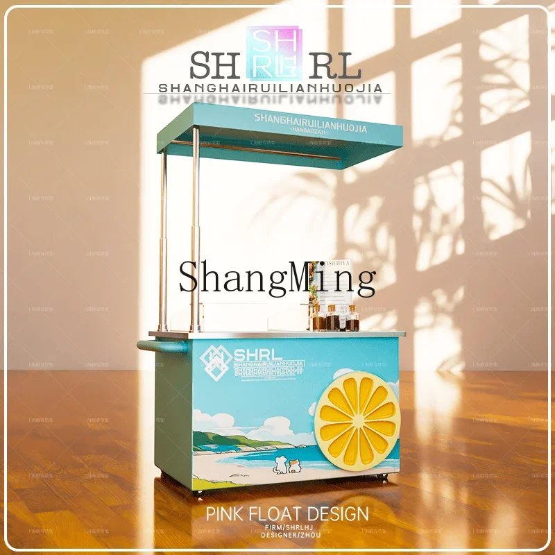 CL wrought iron flower car supermarket promotional display stand sales truck trolley Internet celebrity market mobile stall car
