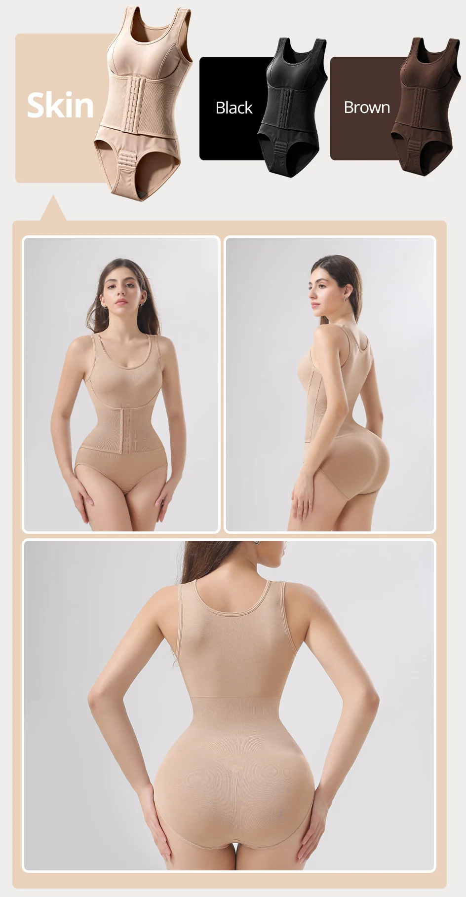 Faja Moldeadora de Cintura para Mujer con Control Abdominal Firme, Corsé Reductor con Cinturón de Ganchos para Moldear el Cuerpo