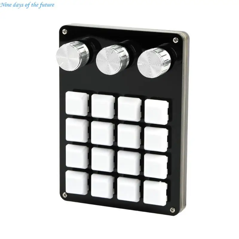 Mini Keyboard 16 Keys Programmable Keyboard Mechanical Gaming Keypad 3Knob E65A